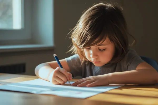 A child sitting at a table engaged in creative activity, representing the strengths and focused potential of children with ADHD — supported by family therapy at Marriage and Family Wellness Center in McAllen, Texas.